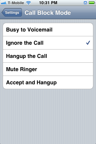 ignore call option iphone
